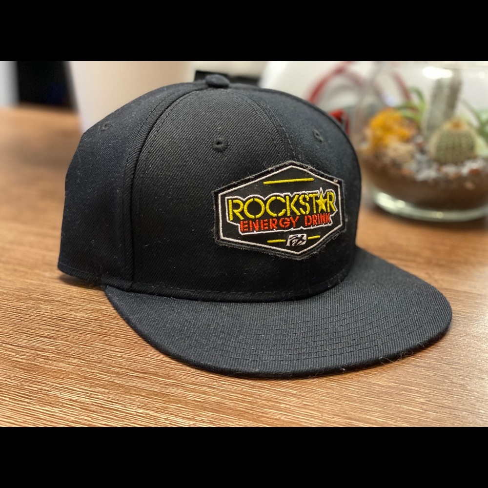 Black Rockstar Energy Drink flat bill snapback hat